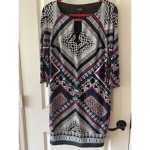 Laundry by Shelli Segal Women's Small Multicolor Chainlink Print Shift Dress